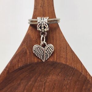 Heart Shaped Angel Wing Charm Keychain